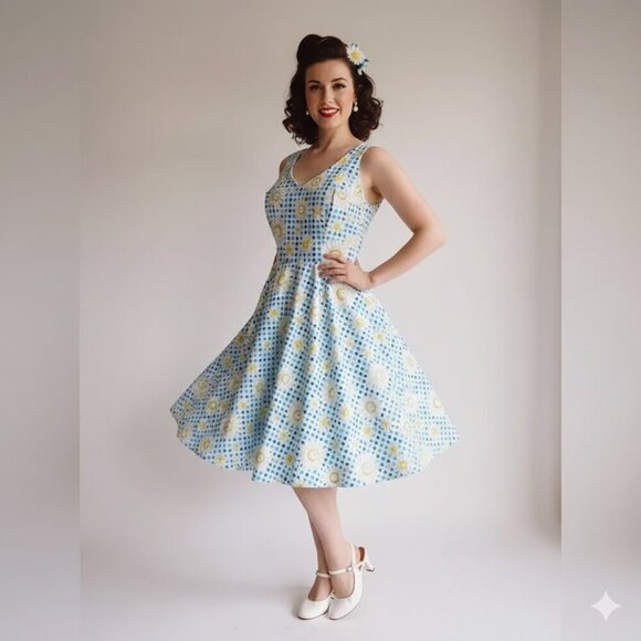 Hell Bunny Dresses & Skirts - HELL BUNNY Sunshine 50's Rockabilly Pinup Swing Vintage Day Dress Medium